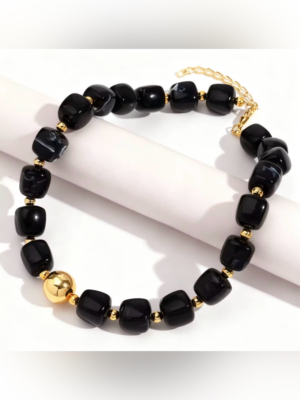 Black Statement Bead Necklace - Jewelry